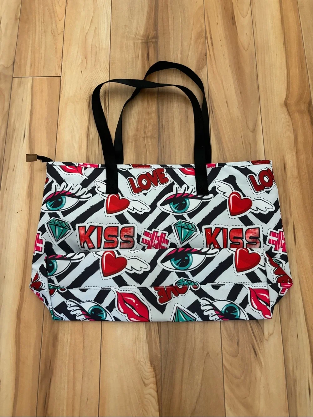 The Lembu Graphic Pop Art Zip Tote Bag